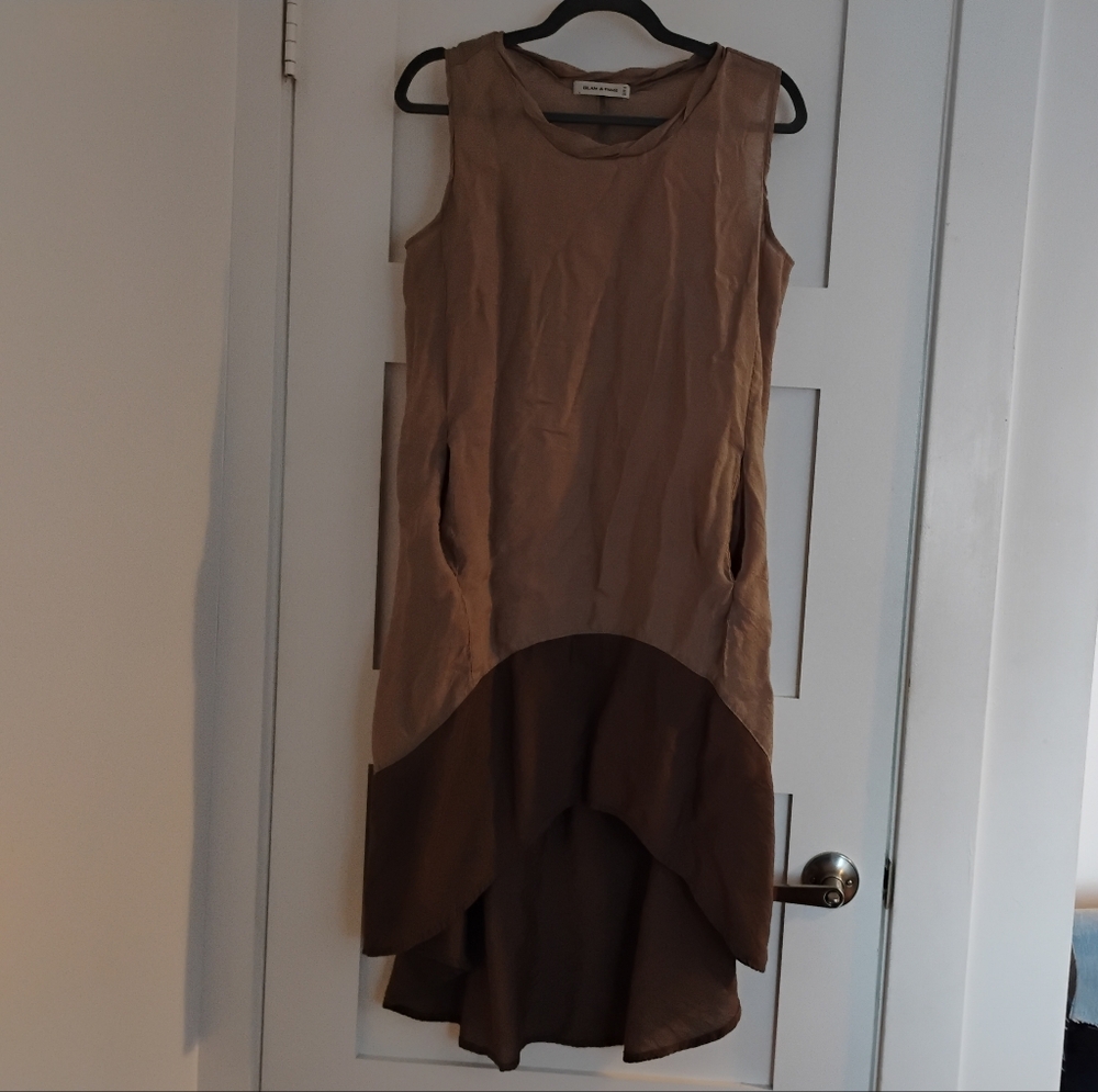 Glam & Fame Lightweight Two-Tone Brown Sleeveless Dress Size L